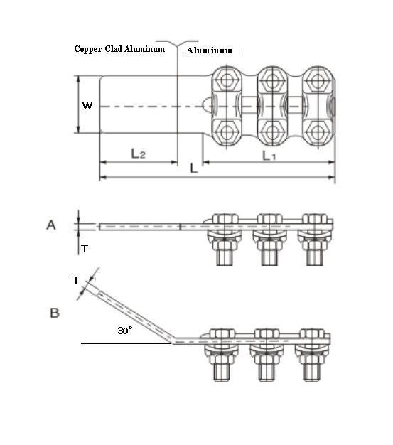Bi-metal transition terminal clamps